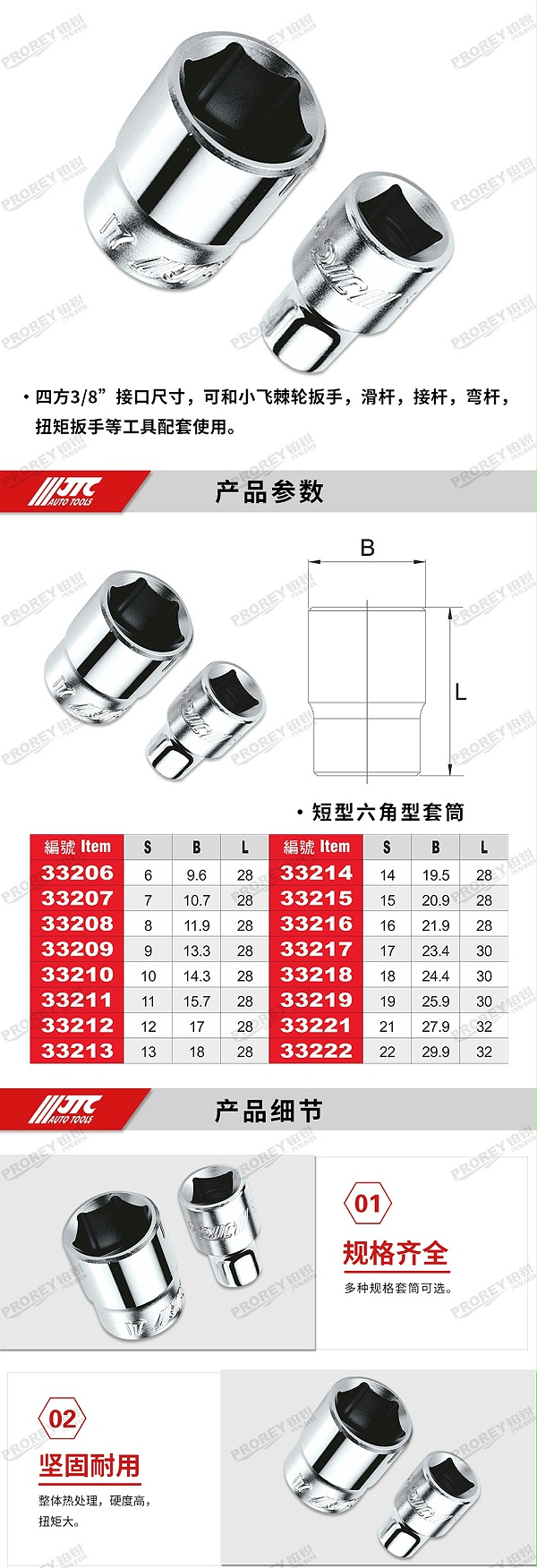 GW-130035393-JTC33206-3-8英寸 手动短六角套筒6mm-2