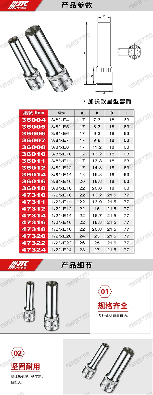 GW-130035398-JTC36004-E型星形长套筒3-8英寸xE4-2
