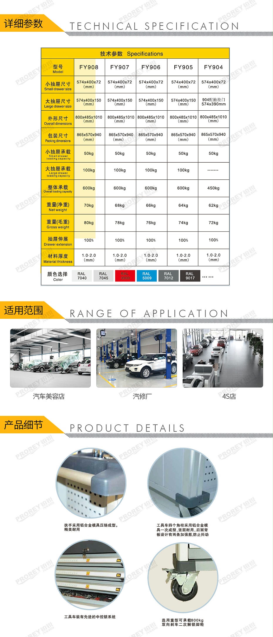 GW-130030510-飞鹰 FY-907 七抽屉工具车-2