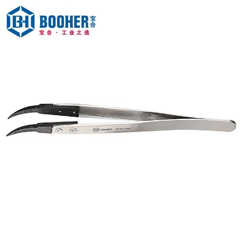 宝合 0347104 防静电碳纤维弯头镊子130mm