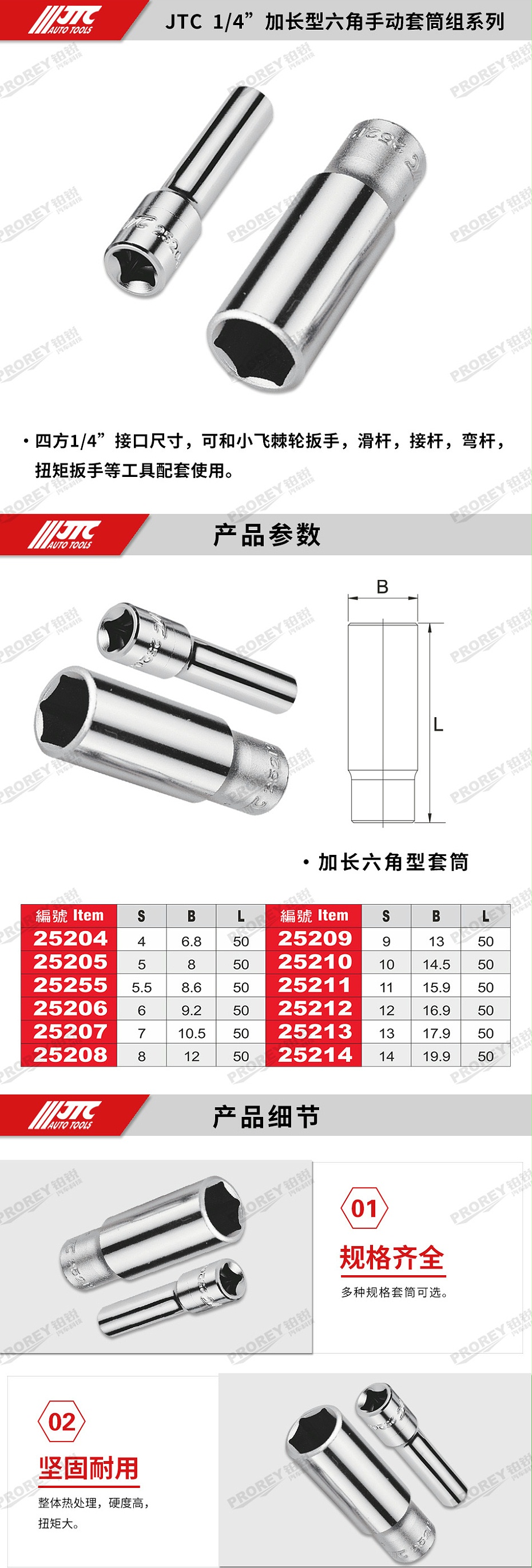 GW-130035391-JTC25204-1-4英寸 手动长六角套筒4mm-2