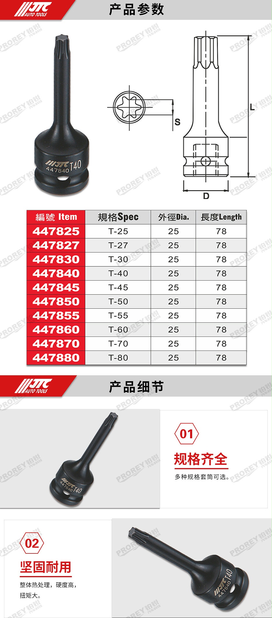 GW-130035411-JTC447825-1-2英寸气动中长星型凸套筒78L T25-2