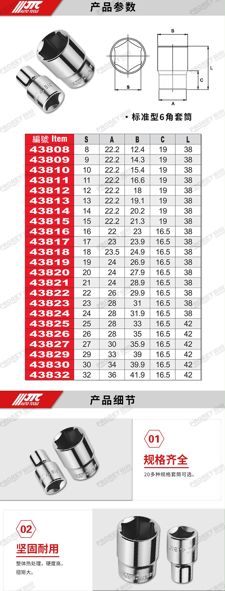 GW-130035401-JTC43808-1-2英寸 手动短六角套筒8mm-2