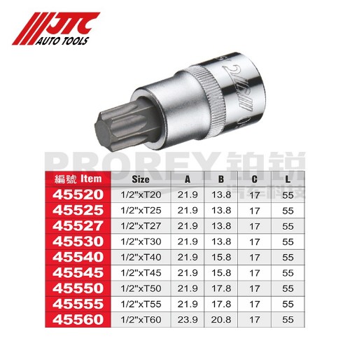 JTC45520 T型星型套筒1/2英寸xT20