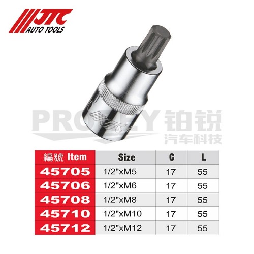 JTC45705 12角凸头套筒1/2英寸xM5